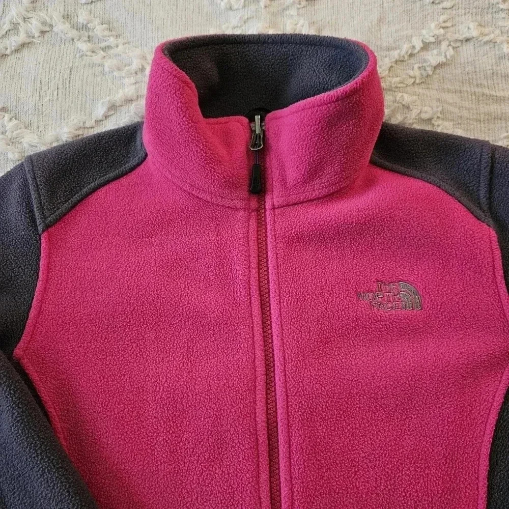 The North Face Zip Up Flashdry Fleece Jacket Women's Small Pink and Grey - Picture 2 of 8